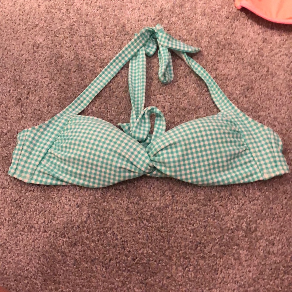 Aerie Teal Gingham Bikini Top